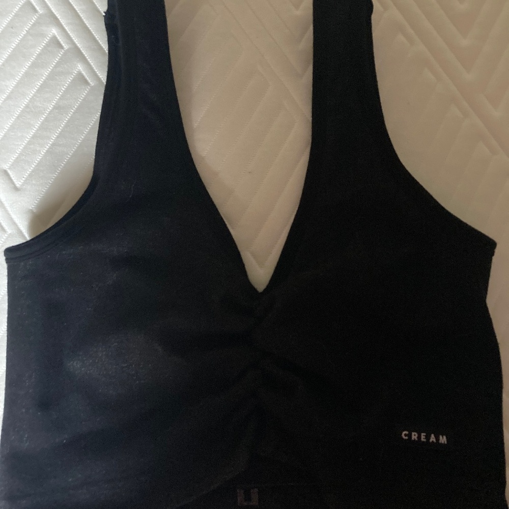 Cream yoga sports bra